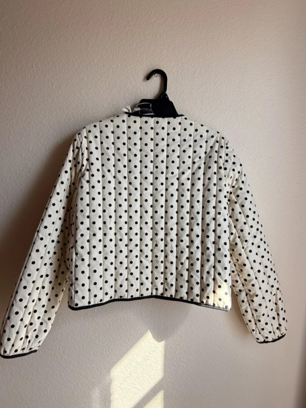 Joie Women's Reversible Quilted Jacket Cream Polka Dot Black Cotton Size S NWT - Picture 2 of 16